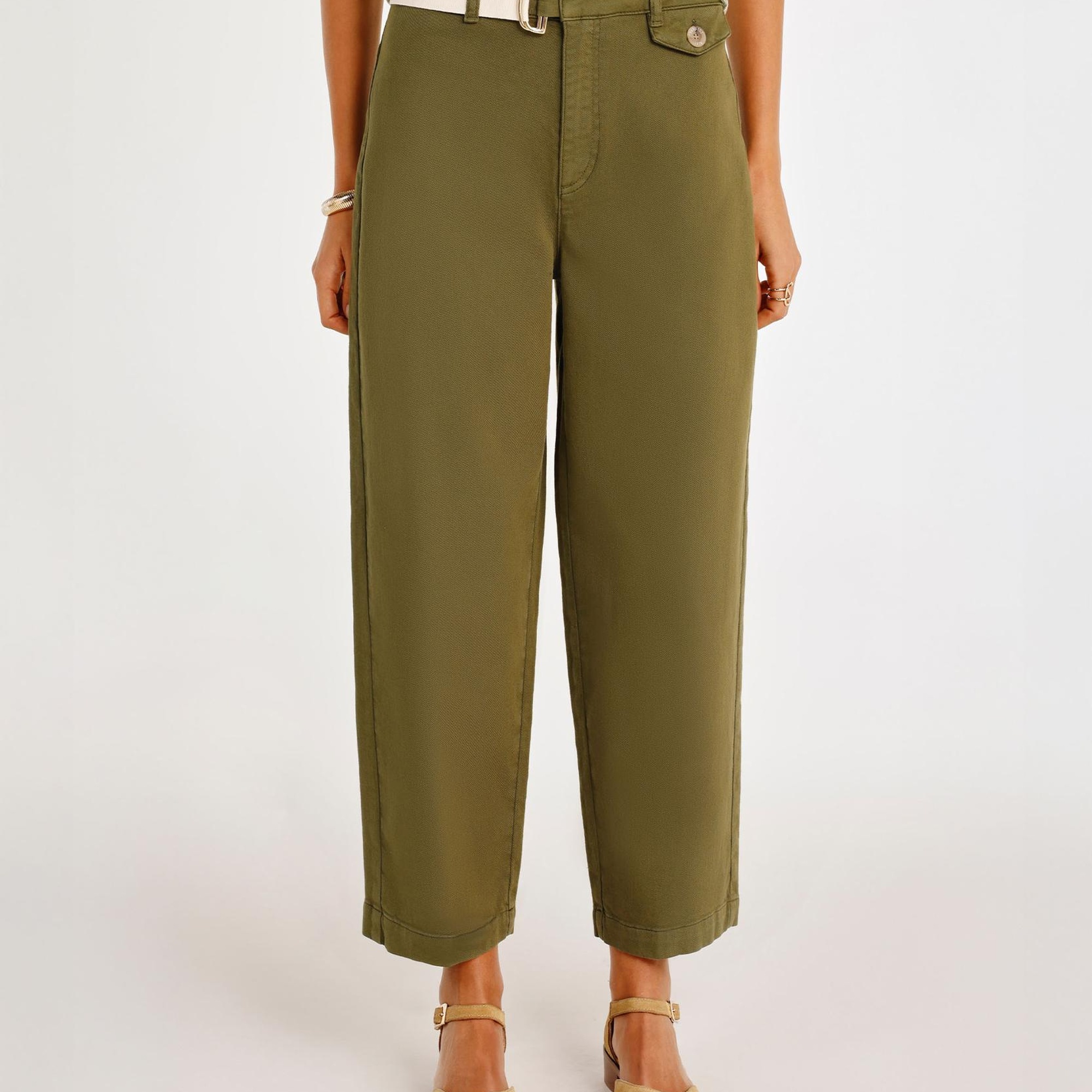 YARGICI Kemer Detaylı Normal Bel Geniş Paça Denim Pantolon