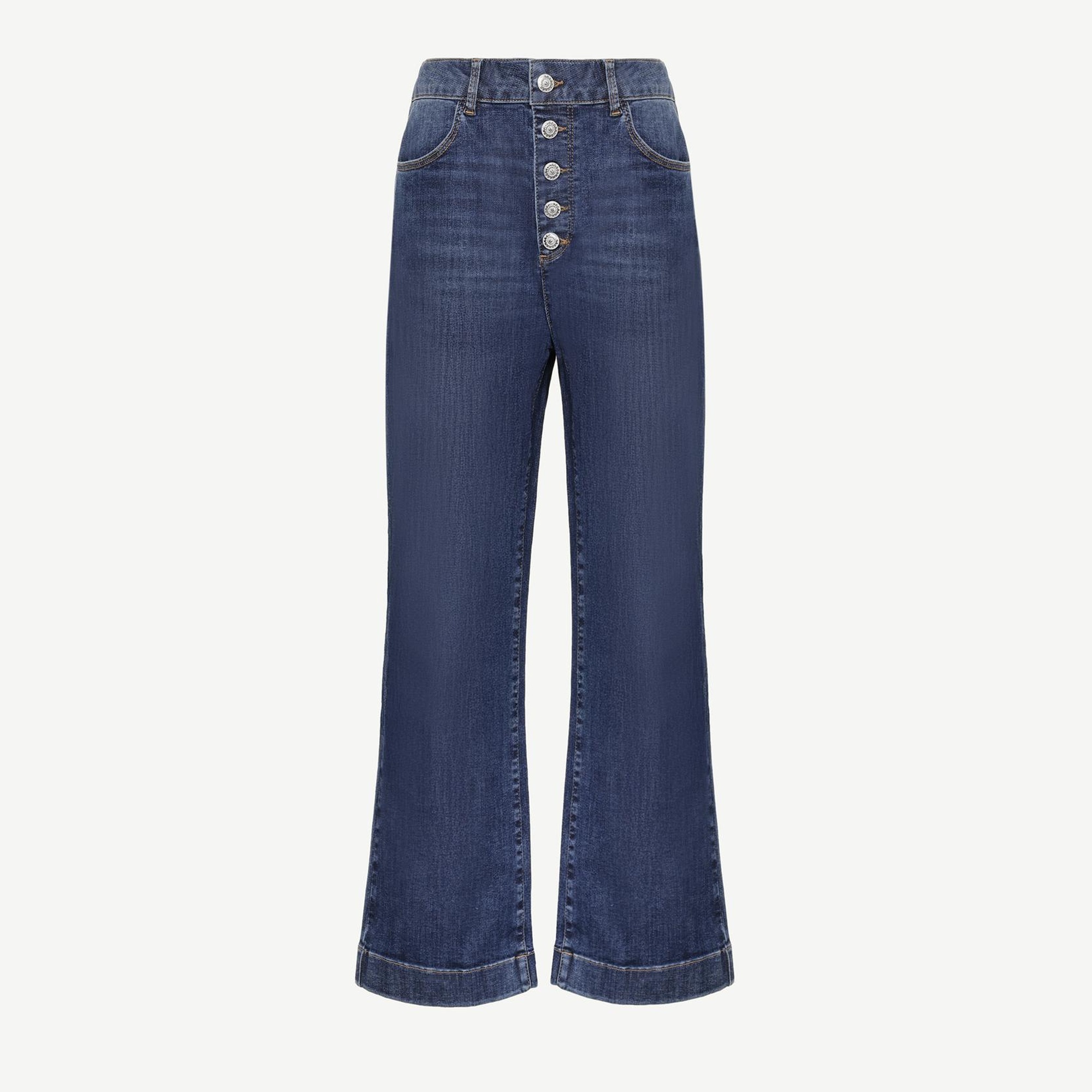 YARGICI Düğme Detaylı İspanyol Paça Normal Bel Denim Pantolon