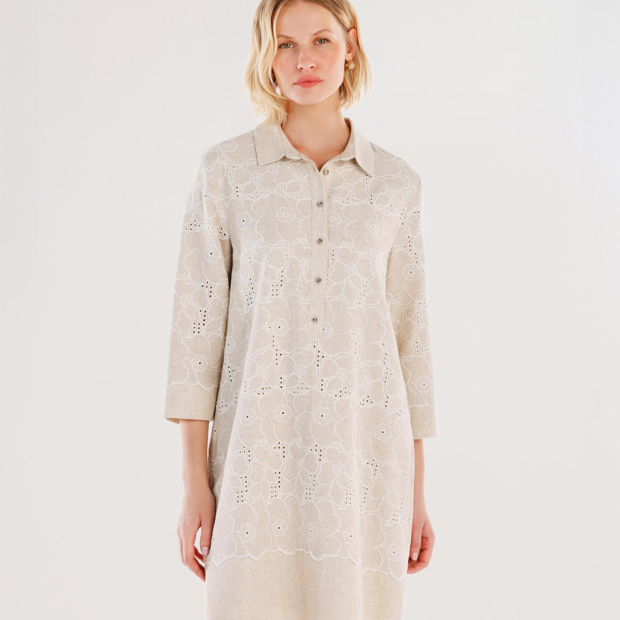 YARGICI Gömlek Yaka Uzun Kollu Kısa Elbise