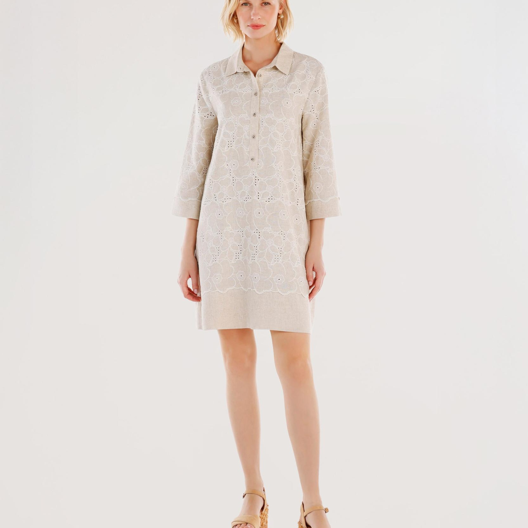 YARGICI Gömlek Yaka Uzun Kollu Kısa Elbise