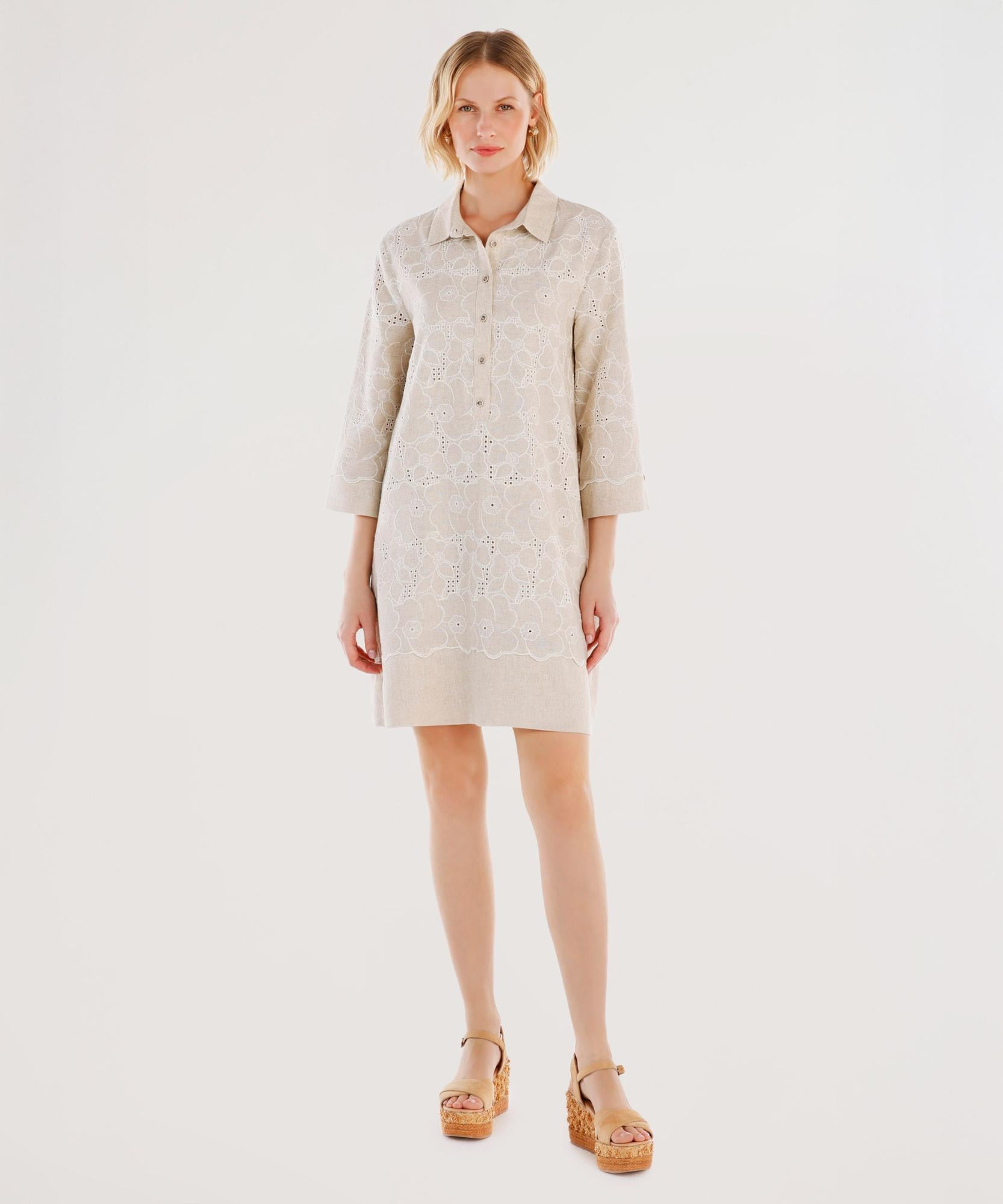  YARGICI Gömlek Yaka Uzun Kollu Kısa Elbise