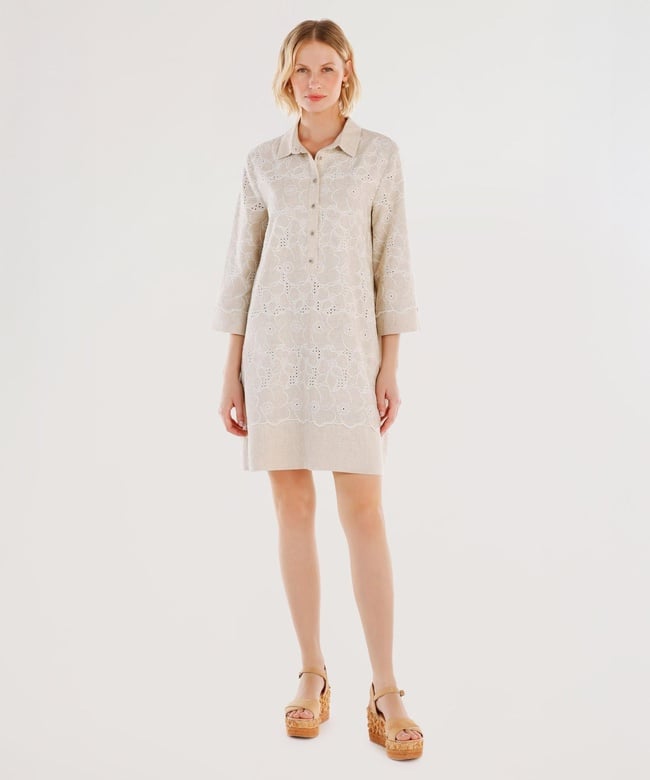  YARGICI Gömlek Yaka Uzun Kollu Kısa Elbise