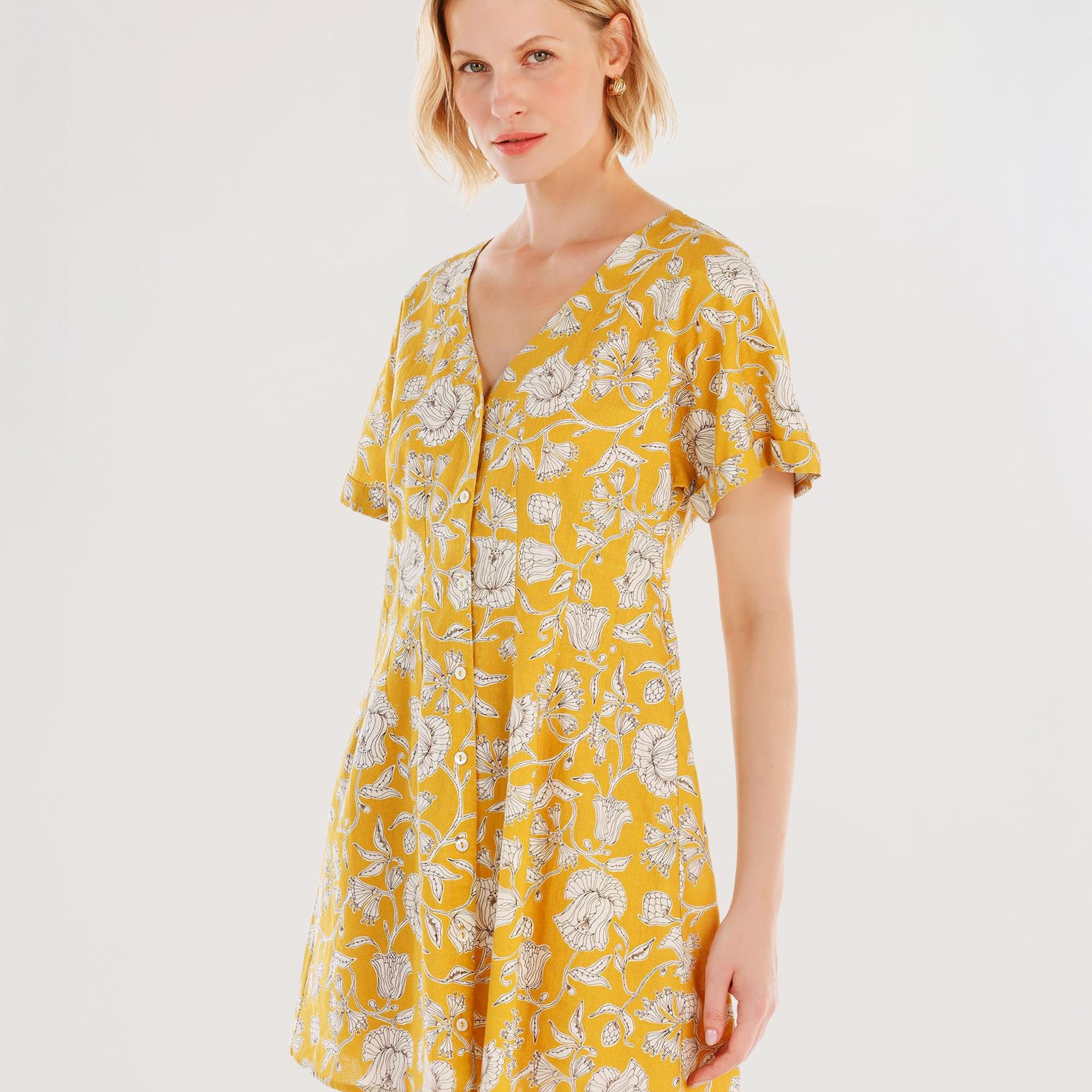 YARGICI Pensli Kısa Kollu Mini Elbise