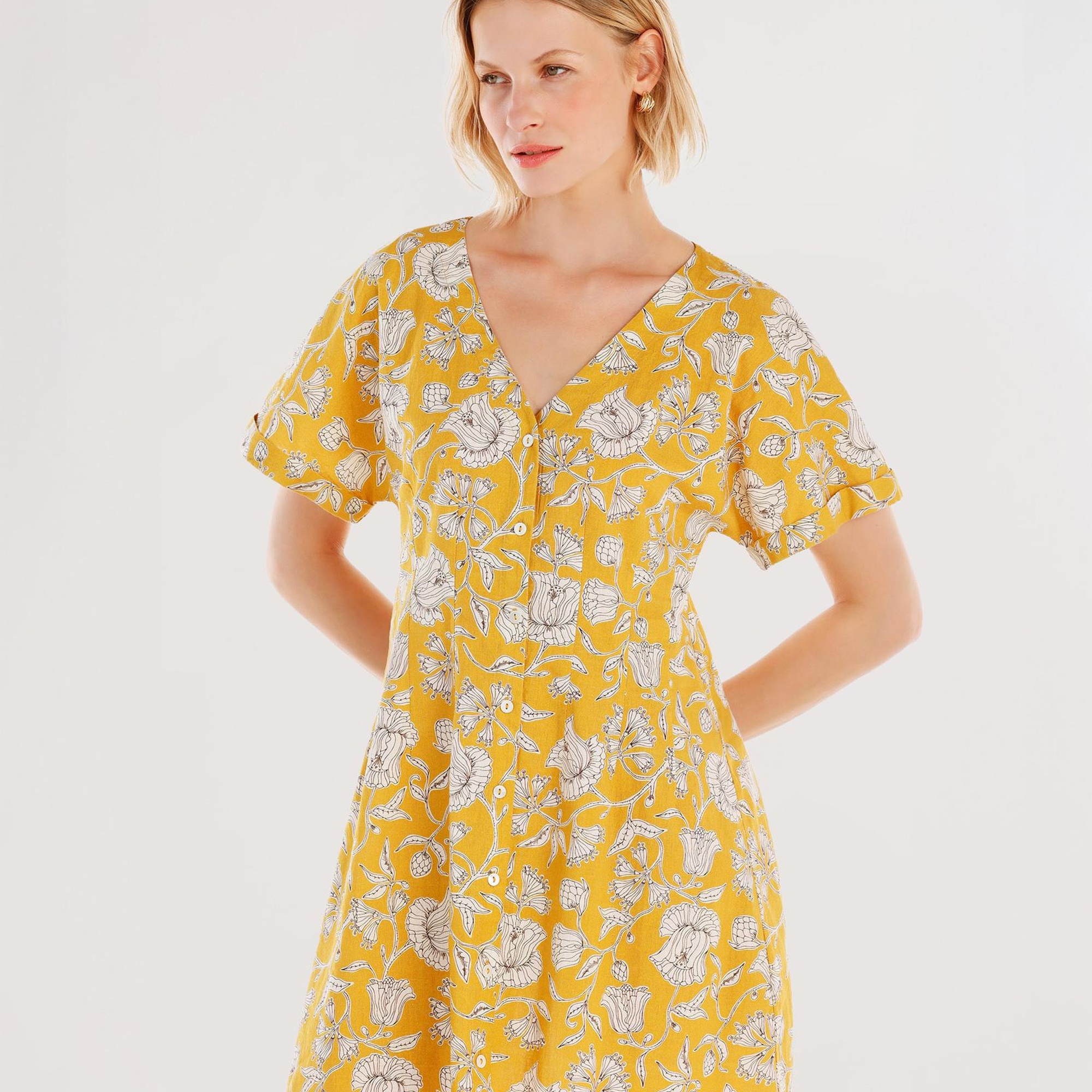 YARGICI Pensli Kısa Kollu Mini Elbise