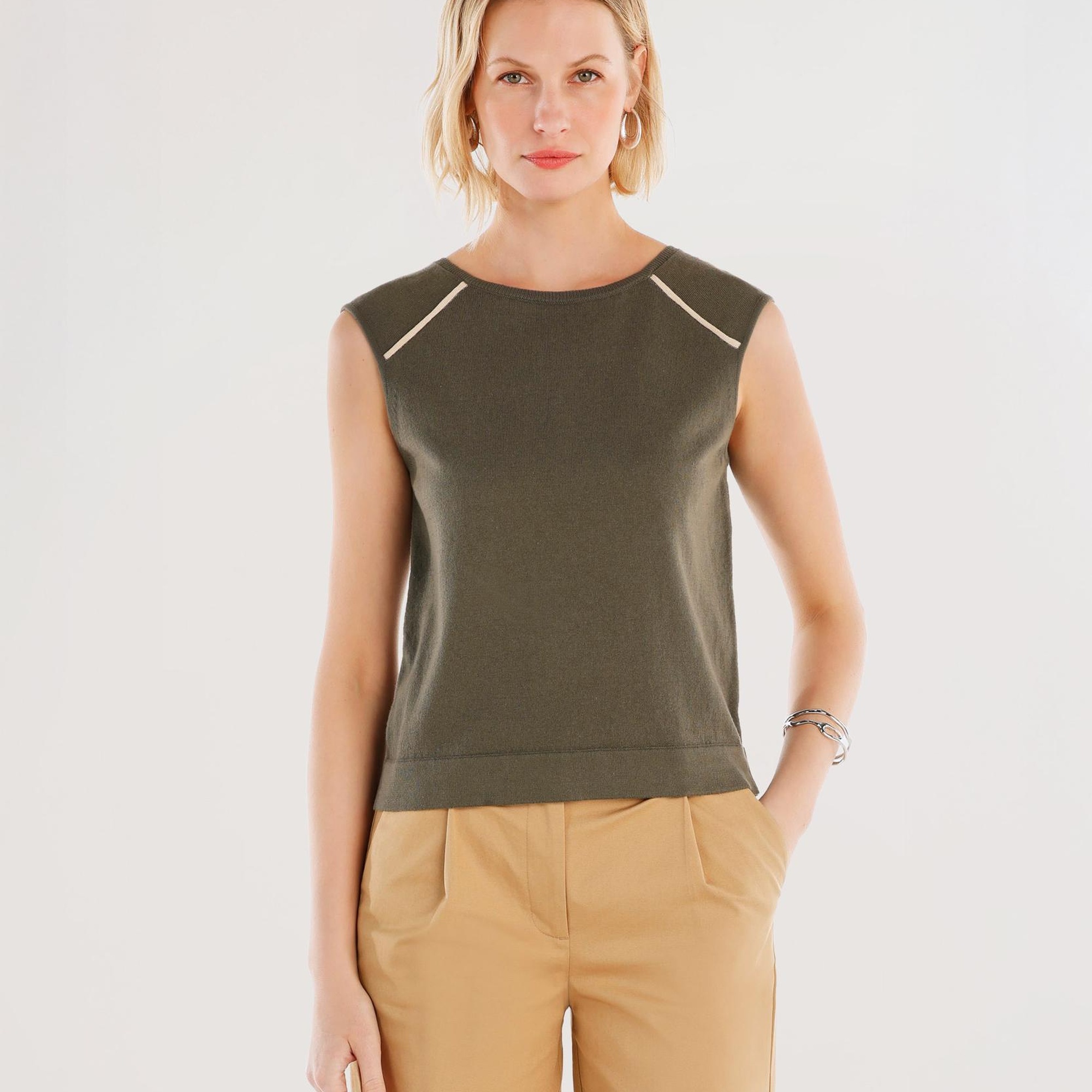 YARGICI Bisiklet Yakalı Kolsuz Triko