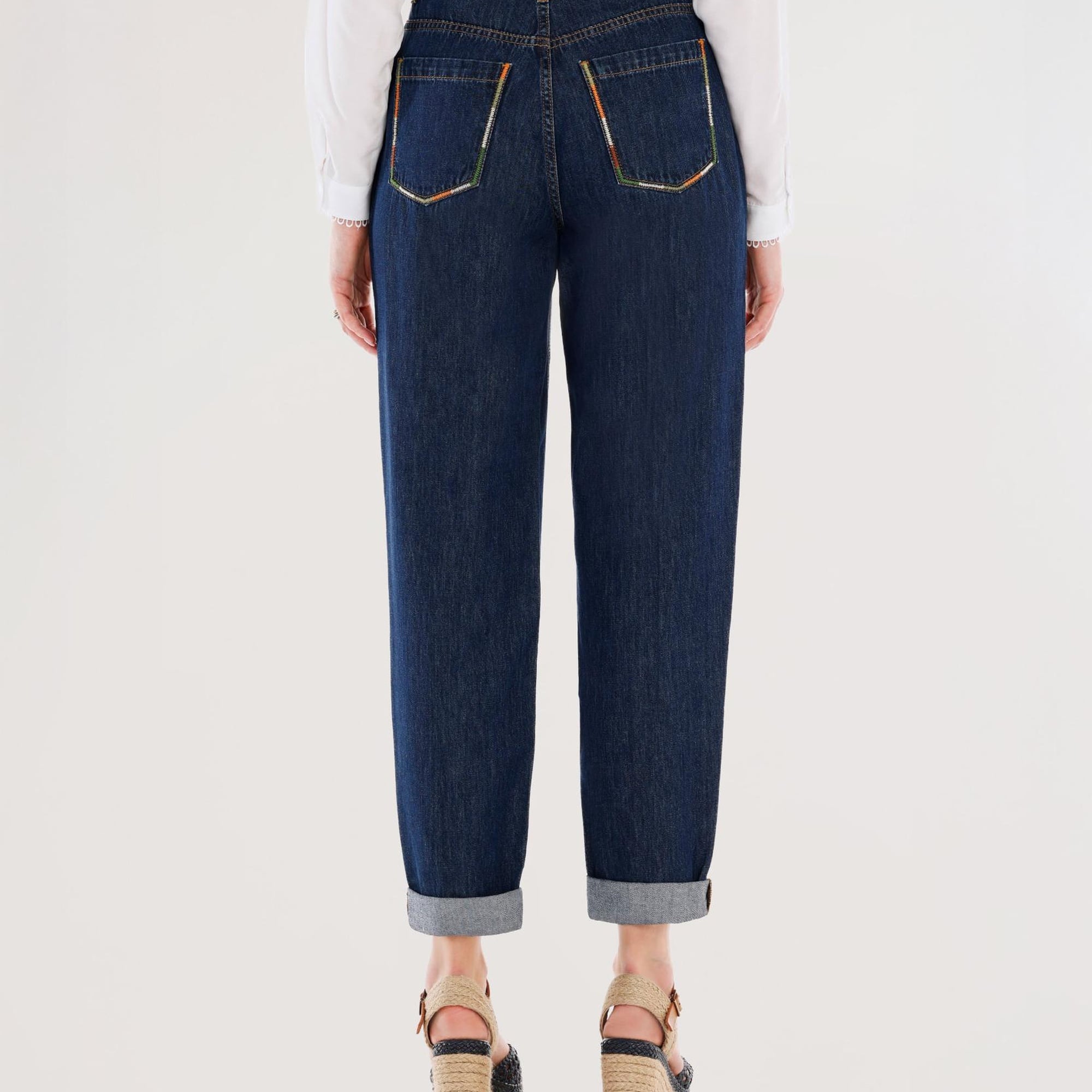 YARGICI Nakış Detaylı Yüksek Bel Rahat Fit Denim Pantolon