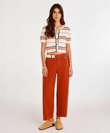  YARGICI Kemer Detaylı Normal Bel Geniş Paça Denim Pantolon