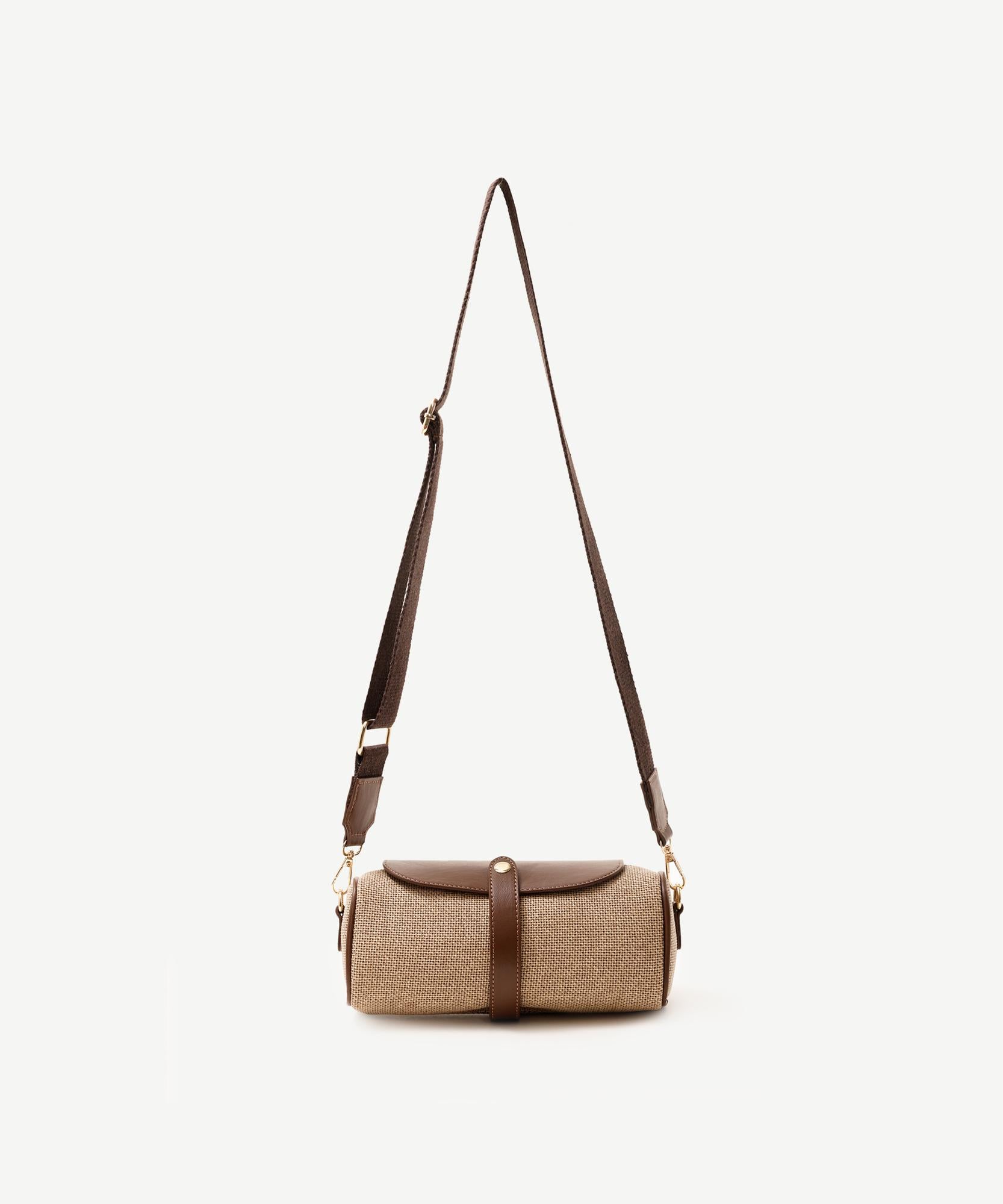  YARGICI Silindir Formlu Canvas Çapraz Çanta