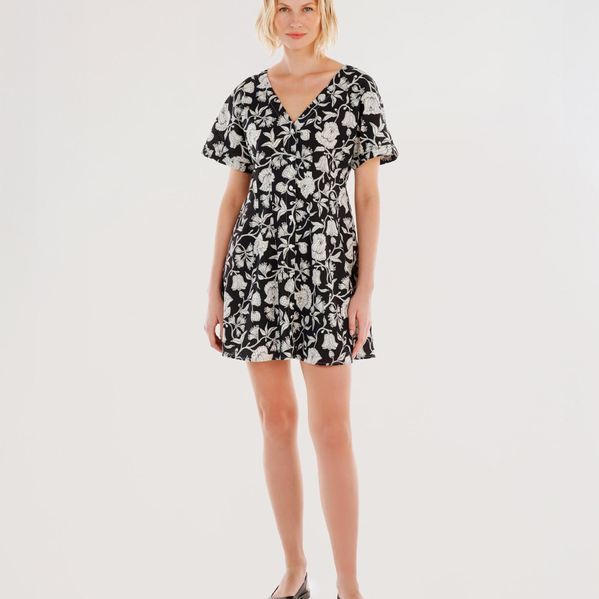 YARGICI Pensli Kısa Kollu Mini Elbise