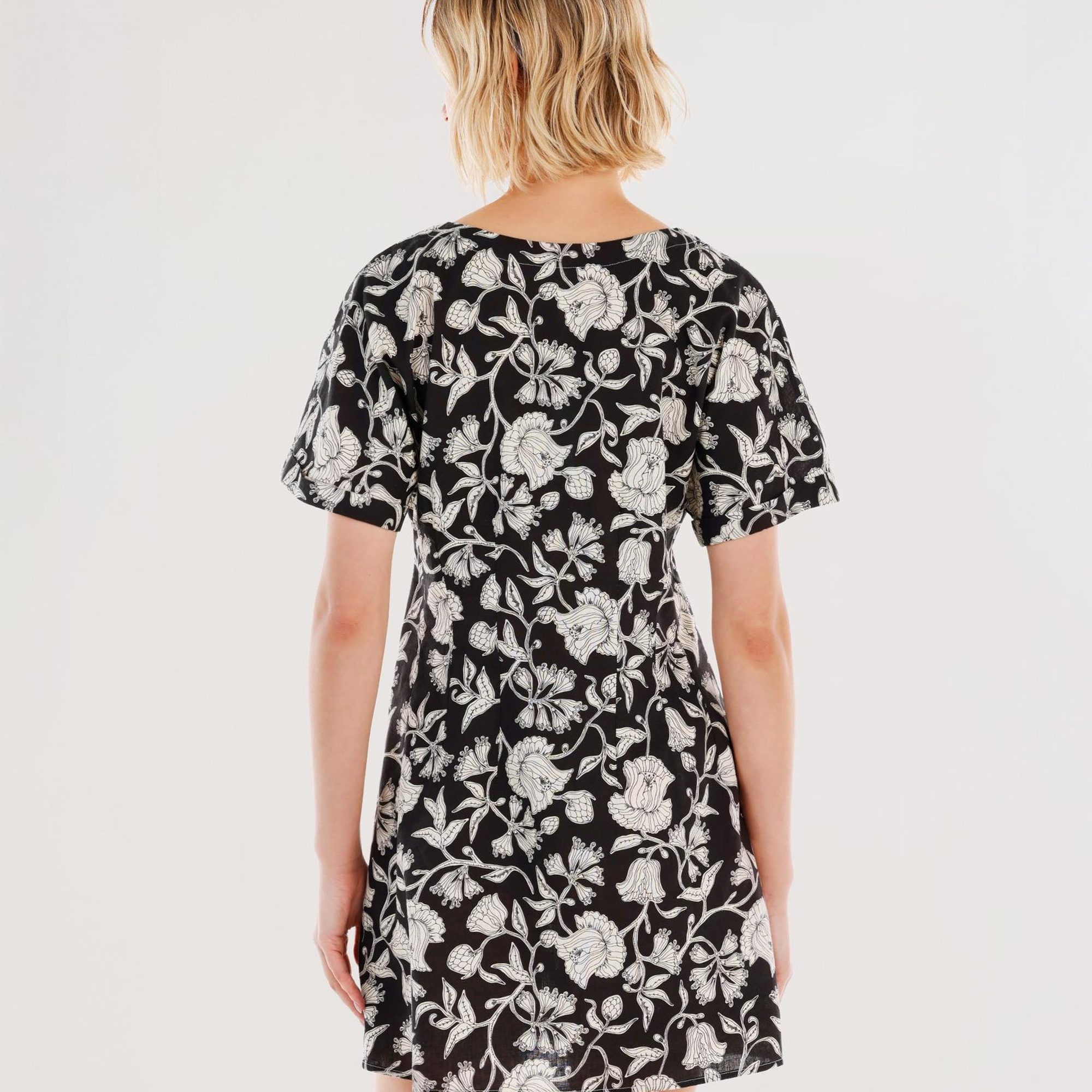 YARGICI Pensli Kısa Kollu Mini Elbise