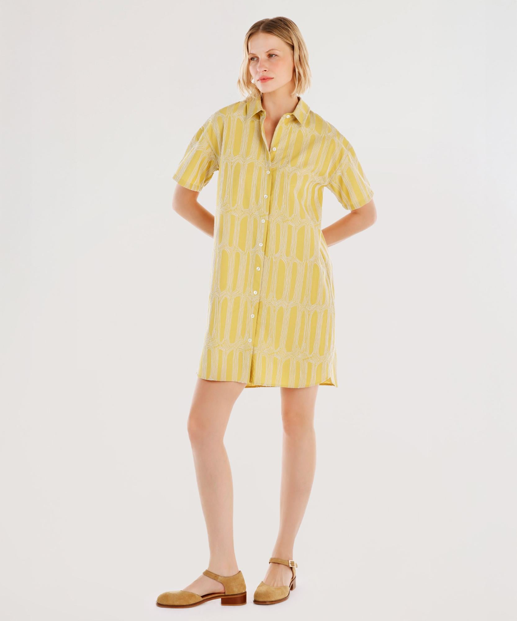  YARGICI Kısa Kollu Mini Gömlek Elbise