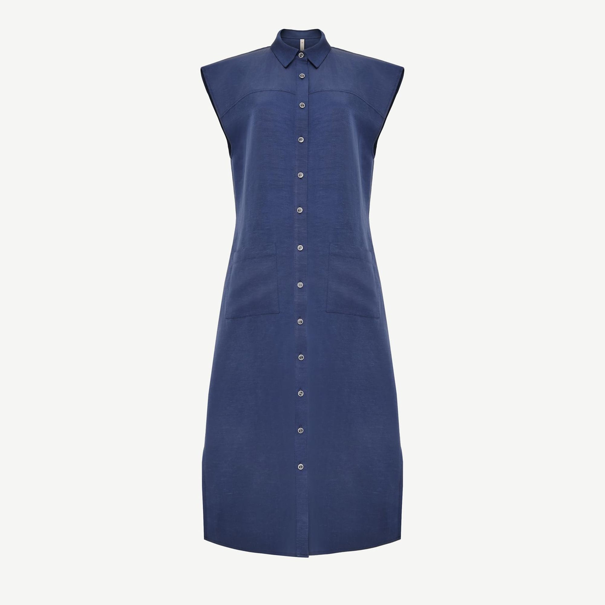 YARGICI Kolsuz Midi Boy Gömlek Elbise