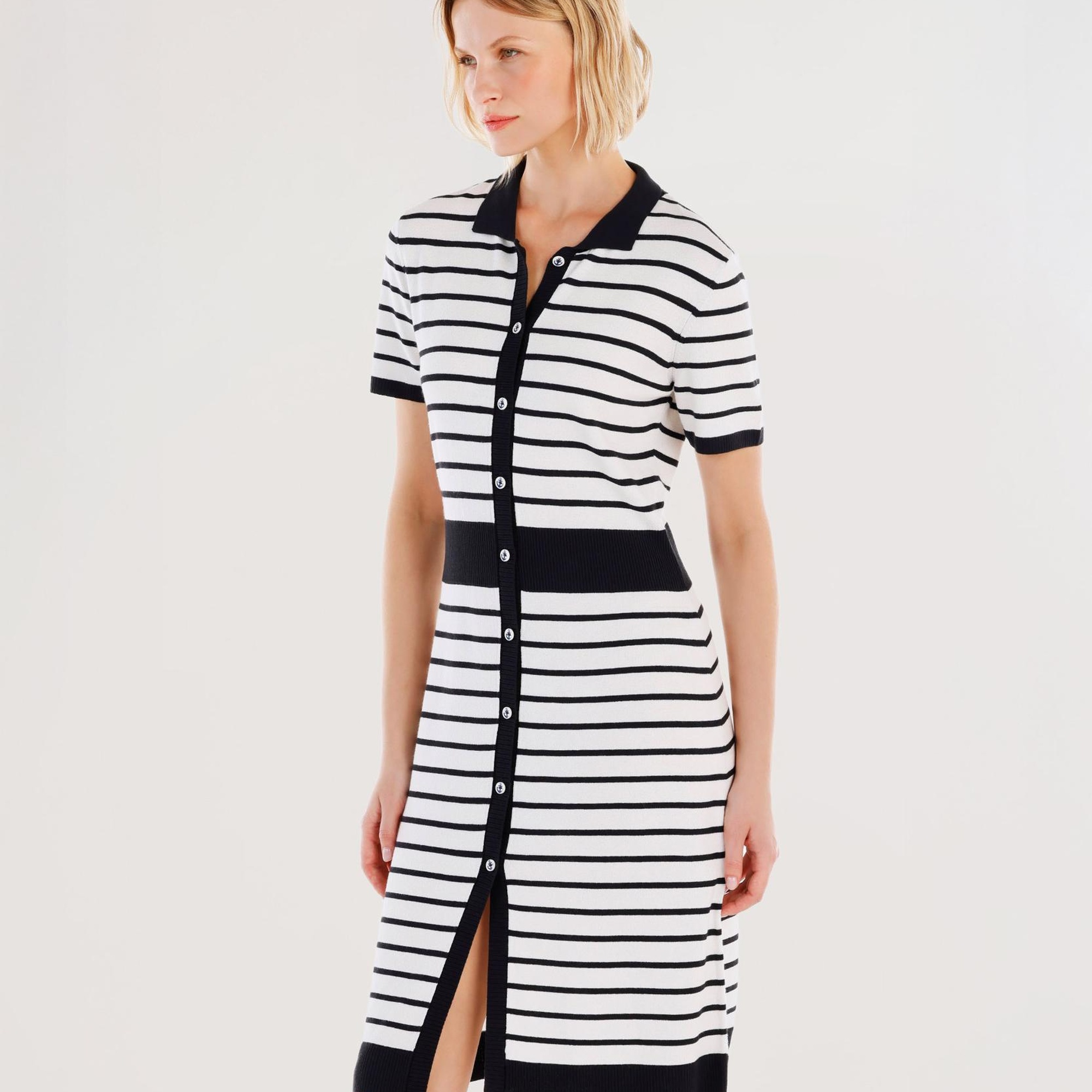 YARGICI Gömlek Yaka Triko Elbise