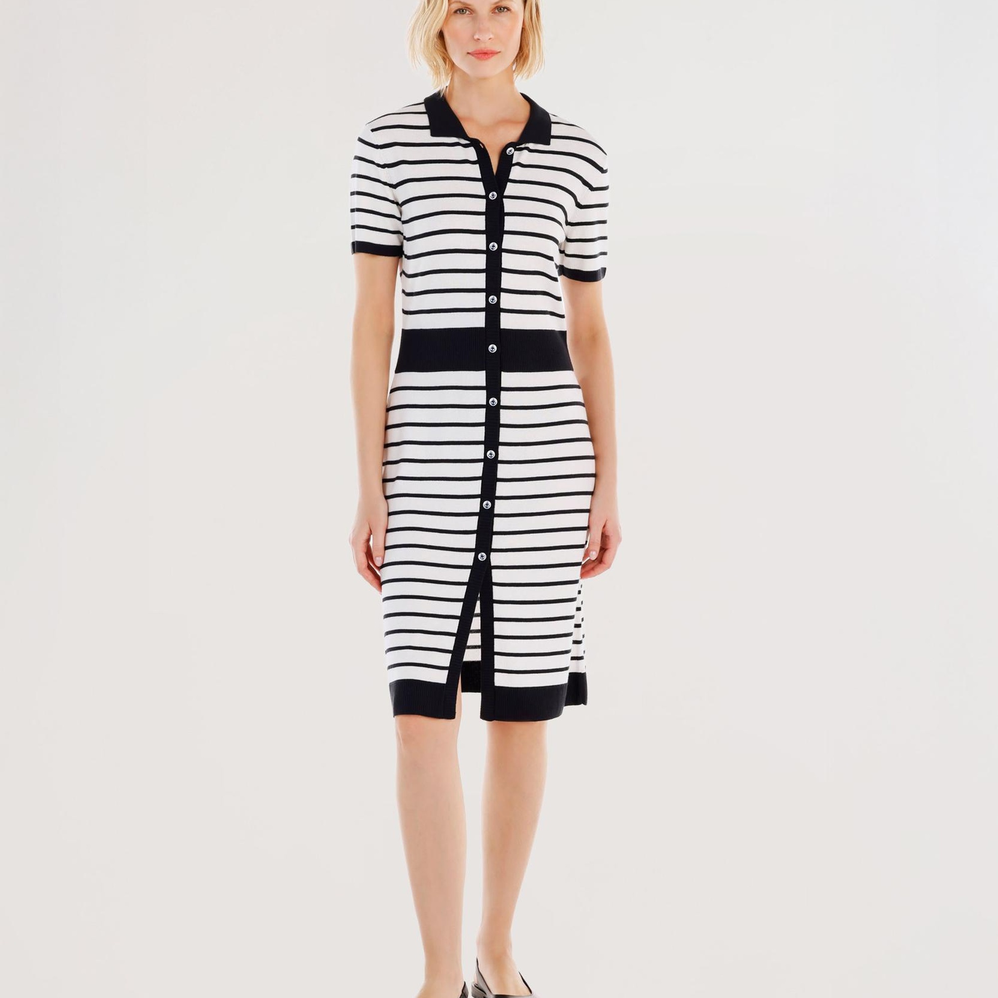 YARGICI Gömlek Yaka Triko Elbise