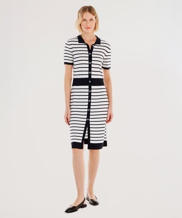  YARGICI Gömlek Yaka Triko Elbise