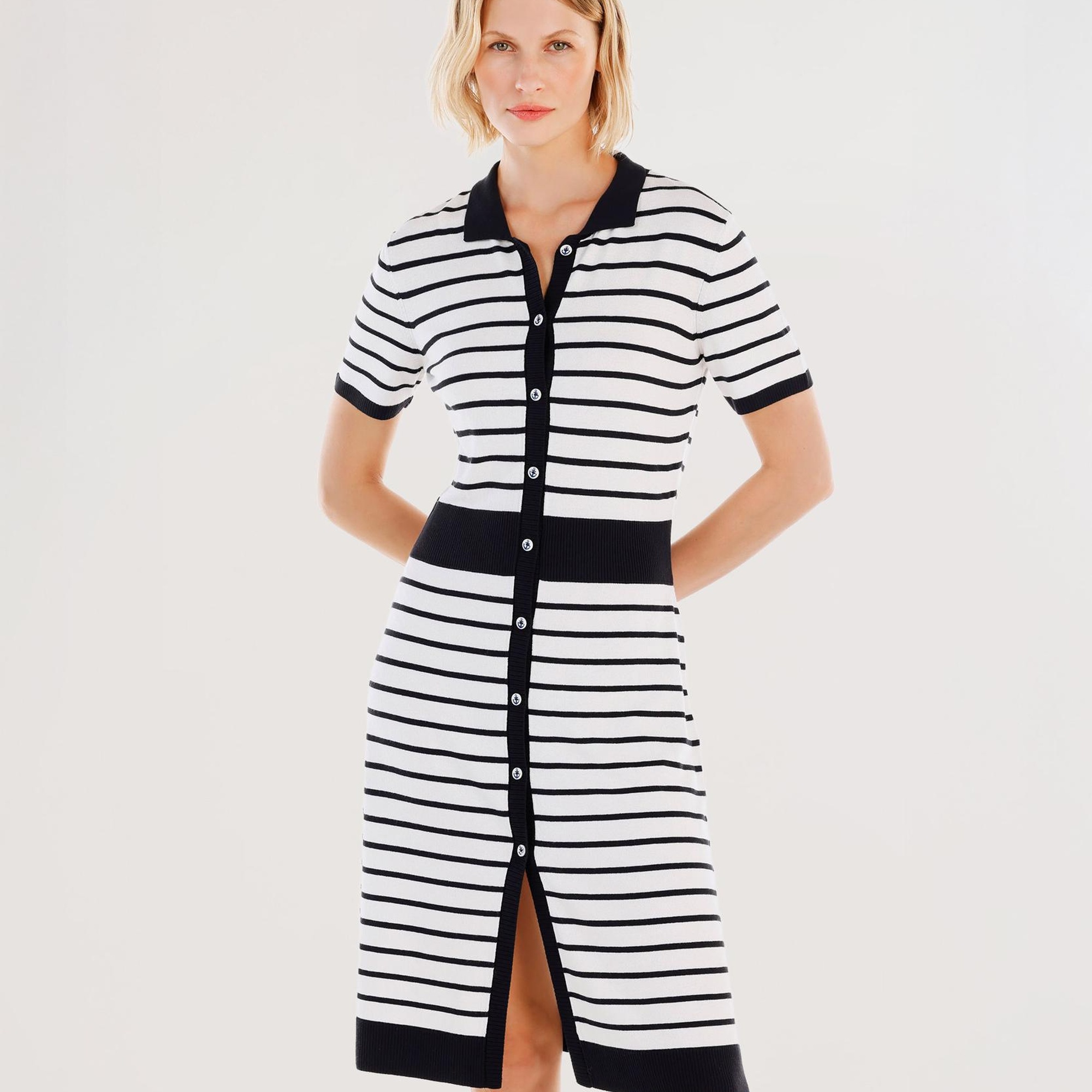 YARGICI Gömlek Yaka Triko Elbise