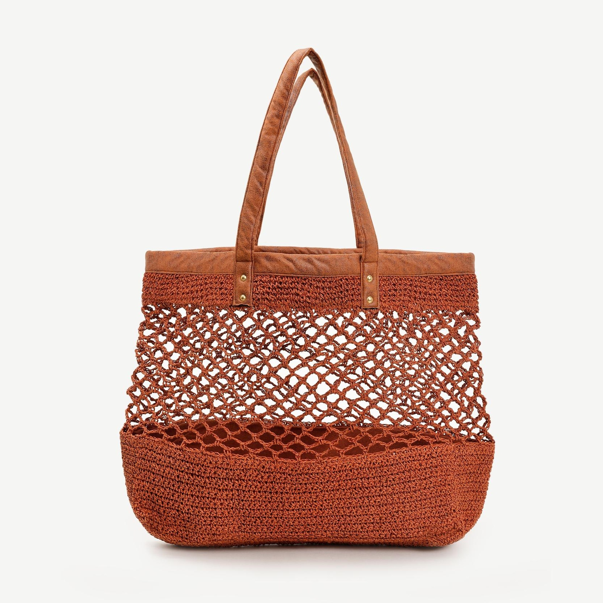 YARGICI Suni Deri Detaylı Örgülü Plaj Çantası