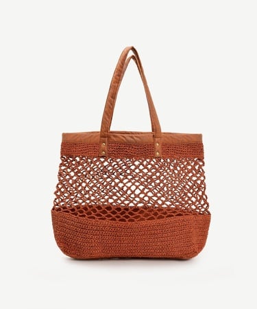  YARGICI Suni Deri Detaylı Örgülü Plaj Çantası