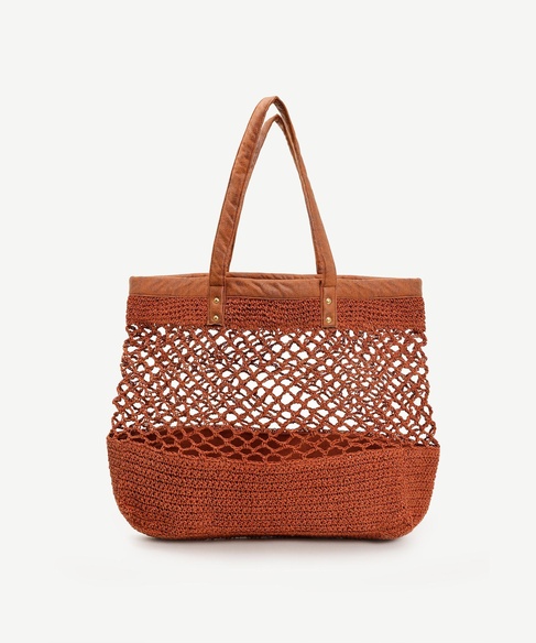  YARGICI Suni Deri Detaylı Örgülü Plaj Çantası