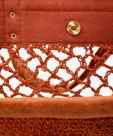  YARGICI Suni Deri Detaylı Örgülü Plaj Çantası