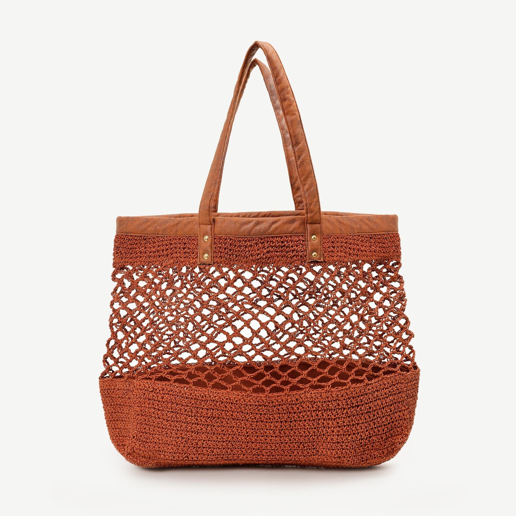 YARGICI Suni Deri Detaylı Örgülü Plaj Çantası