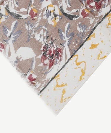  YARGICI Keten Karışımlı Çiçekli Şal