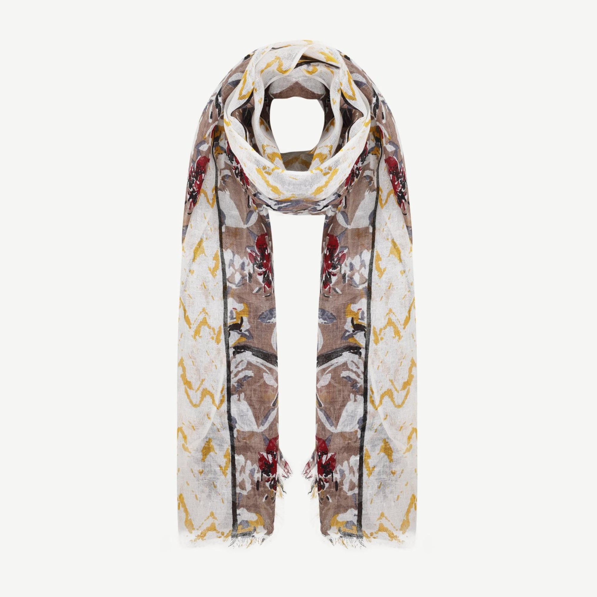 YARGICI Keten Karışımlı Çiçekli Şal