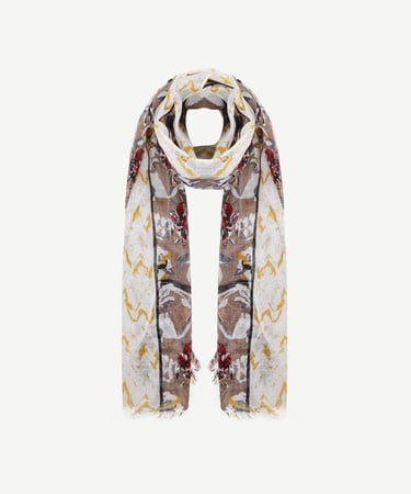  YARGICI Keten Karışımlı Çiçekli Şal