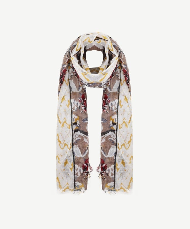  YARGICI Keten Karışımlı Çiçekli Şal