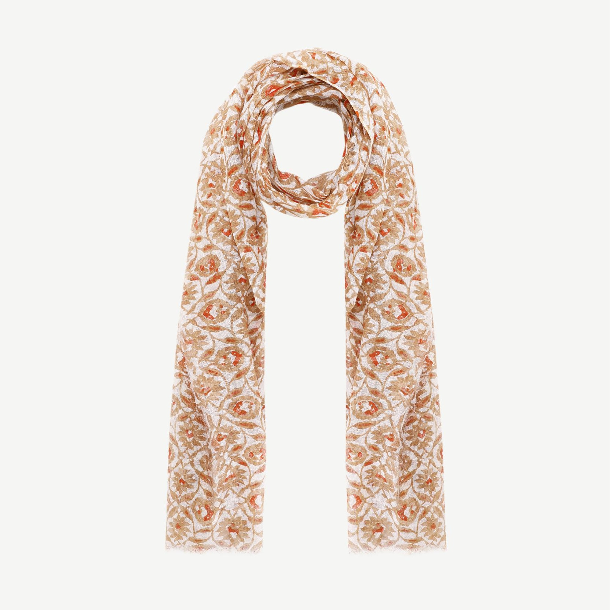 YARGICI Keten Karışımlı Çiçekli Şal