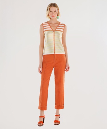  YARGICI Paça Detaylı Normal Bel Boru Paça Pantolon