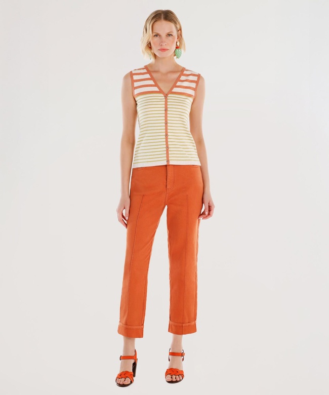  YARGICI Paça Detaylı Normal Bel Boru Paça Pantolon