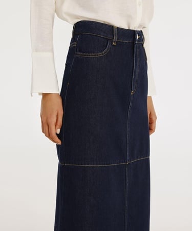  YARGICI Yırtmaç Detaylı Denim Etek