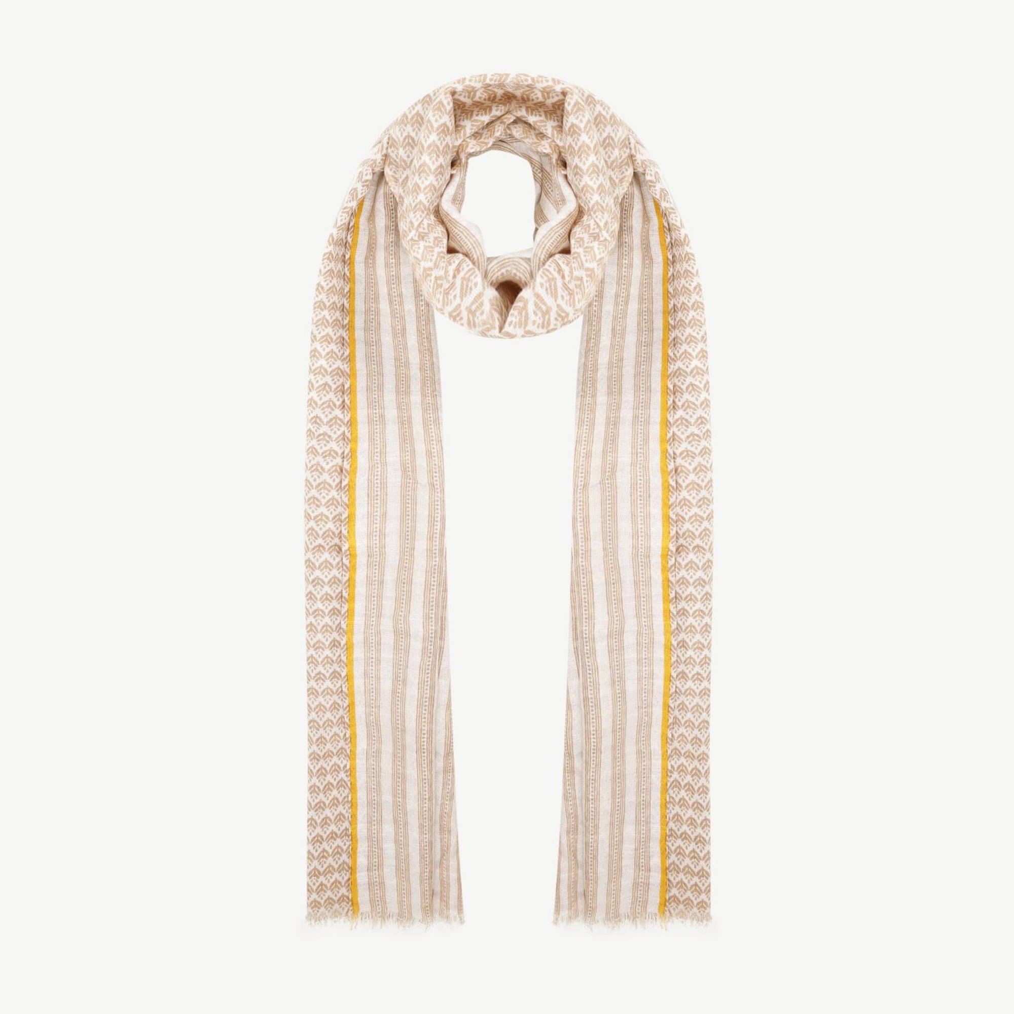 Keten Karışımlı Çizgili Şal