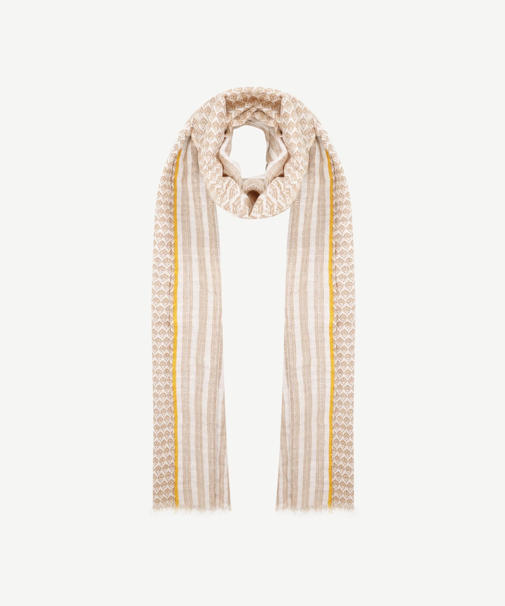  Keten Karışımlı Çizgili Şal