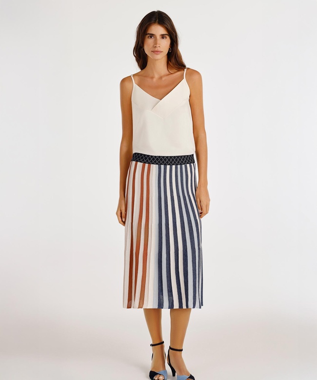  YARGICI Pliseli Midi Triko Etek