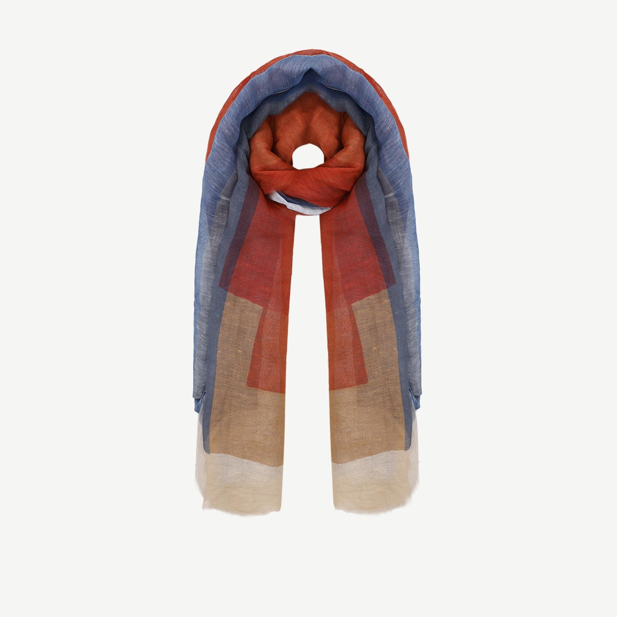 YARGICI Keten Karışımlı Ve Renk Bloklu Şal