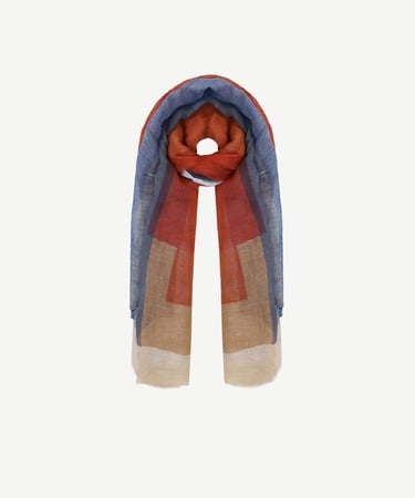  YARGICI Keten Karışımlı Ve Renk Bloklu Şal