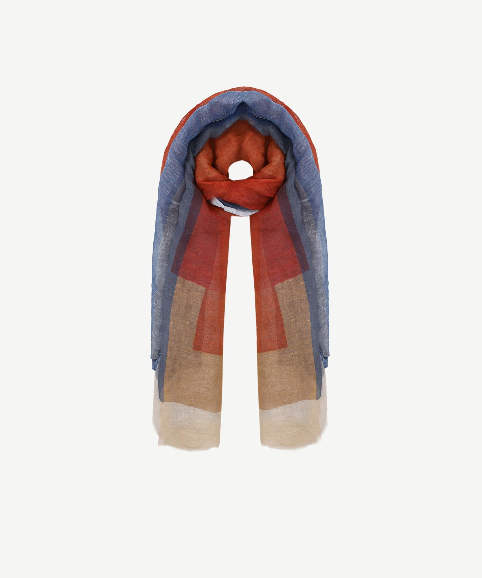  YARGICI Keten Karışımlı Ve Renk Bloklu Şal