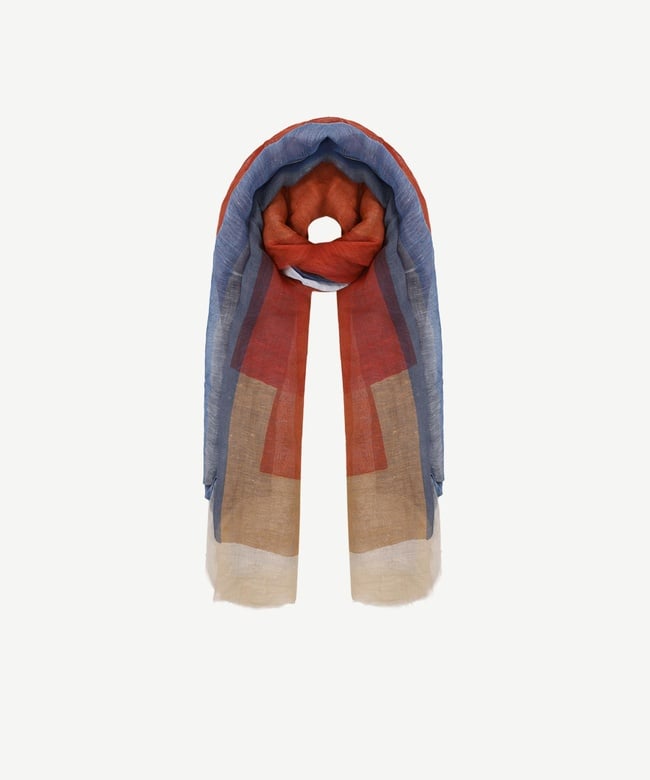  YARGICI Keten Karışımlı Ve Renk Bloklu Şal
