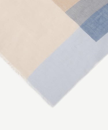  YARGICI Keten Karışımlı Ve Renk Bloklu Şal