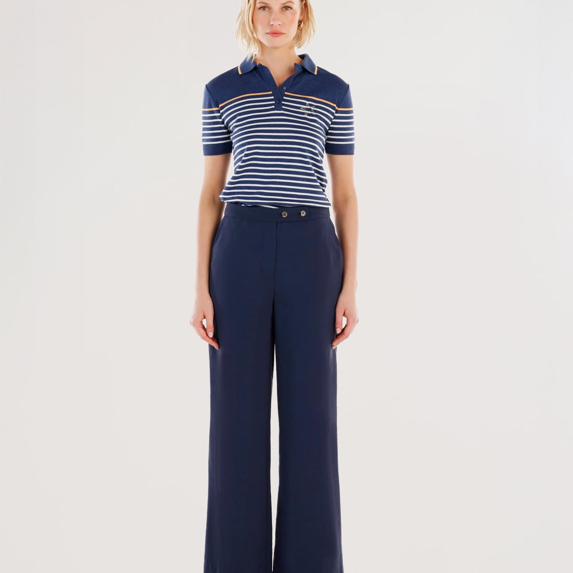 YARGICI Kruvaze Kapamalı Düz Kesim Pantolon