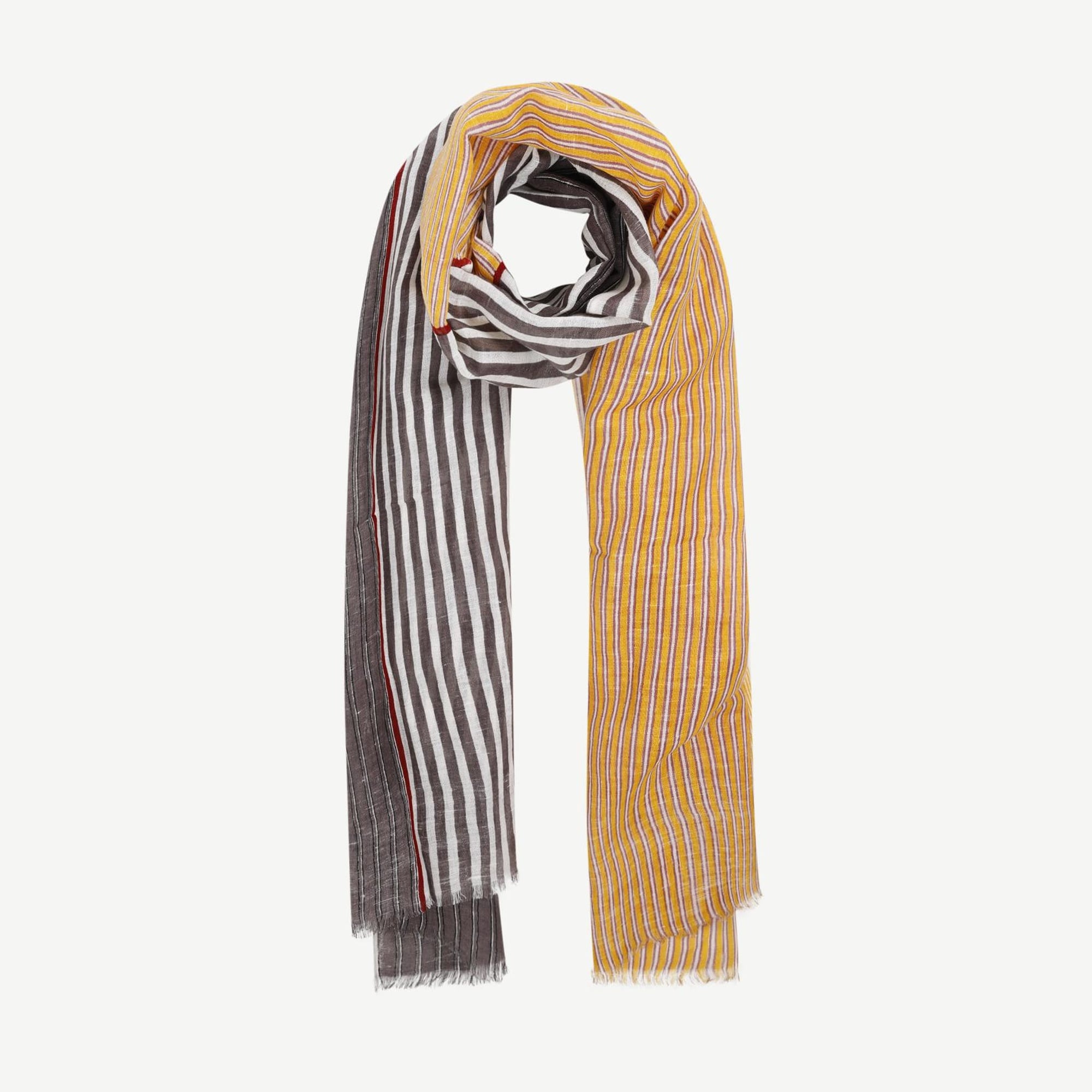 YARGICI Keten Karışımlı Çizgili Şal