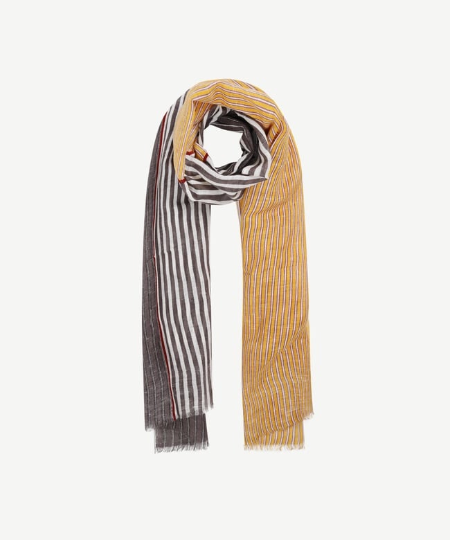  YARGICI Keten Karışımlı Çizgili Şal