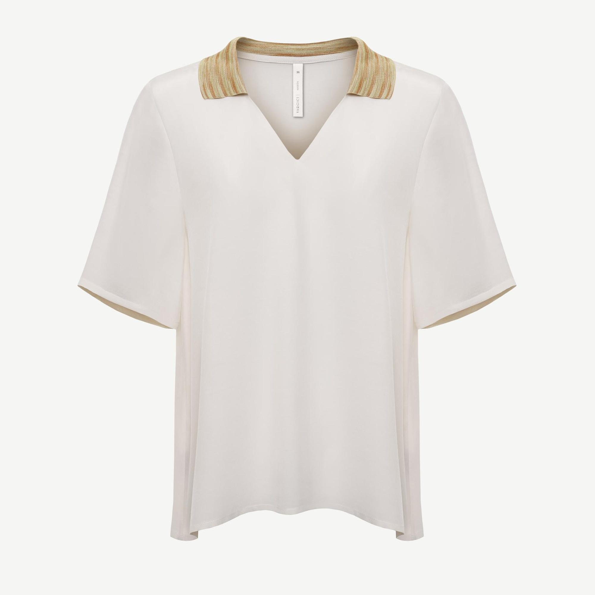 YARGICI Triko Yakalı Kısa Kollu Bluz