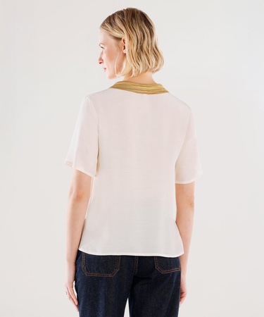  YARGICI Triko Yakalı Kısa Kollu Bluz