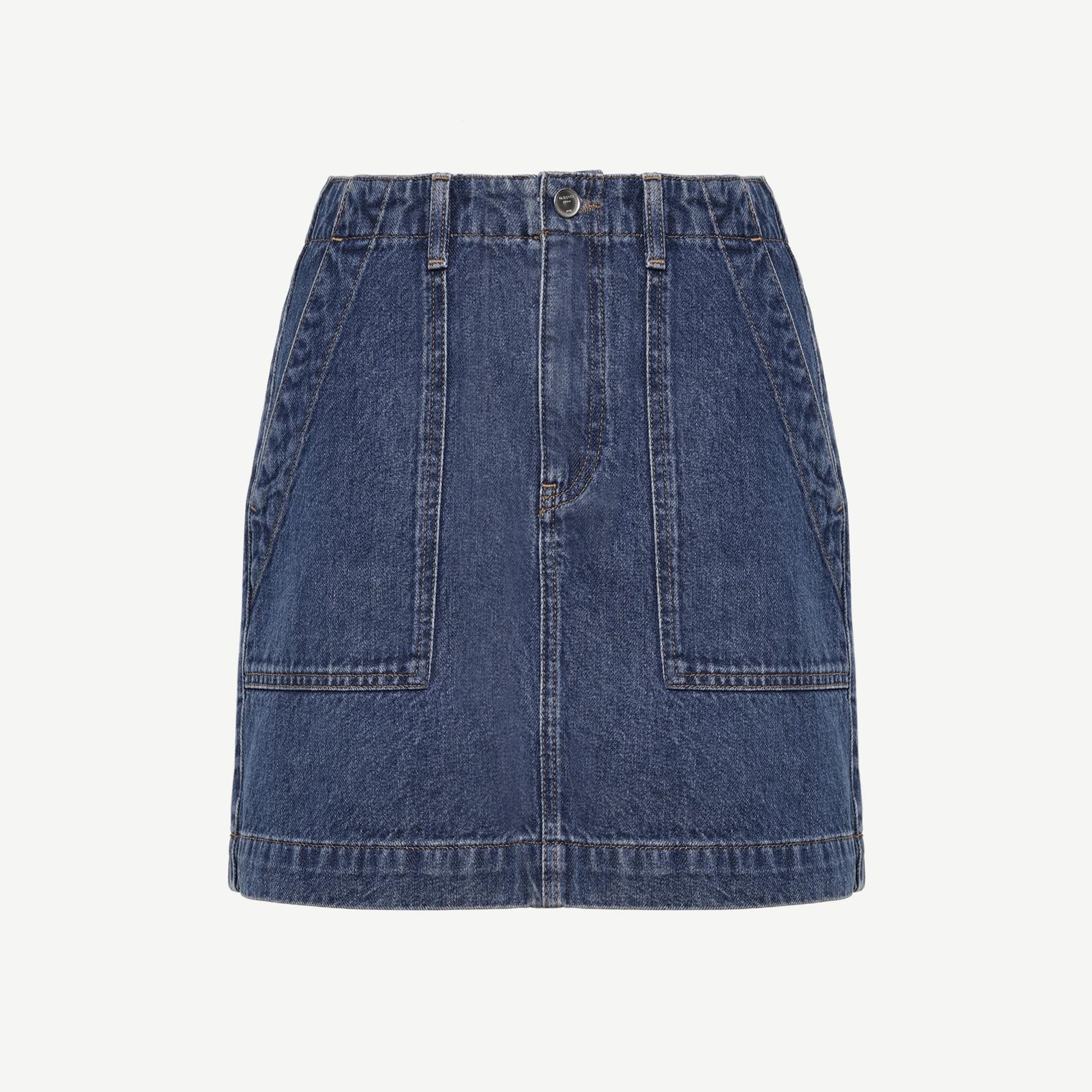 YARGICI Cepli Detaylı Kısa Denim Etek