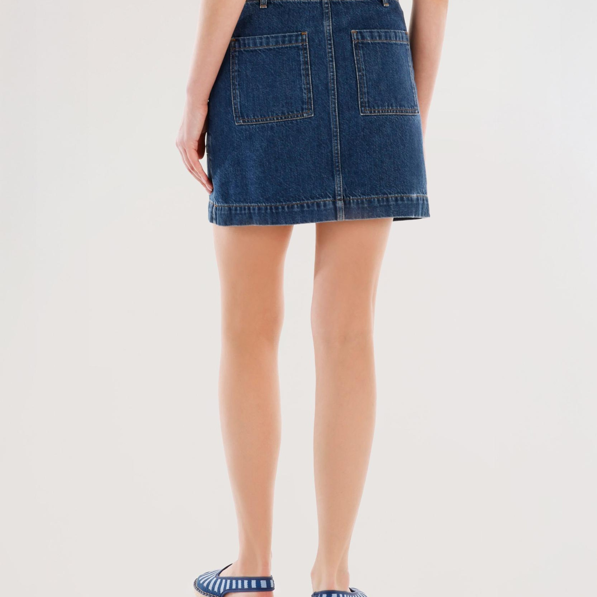 YARGICI Cepli Detaylı Kısa Denim Etek