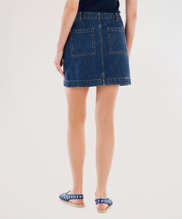  YARGICI Cepli Detaylı Kısa Denim Etek