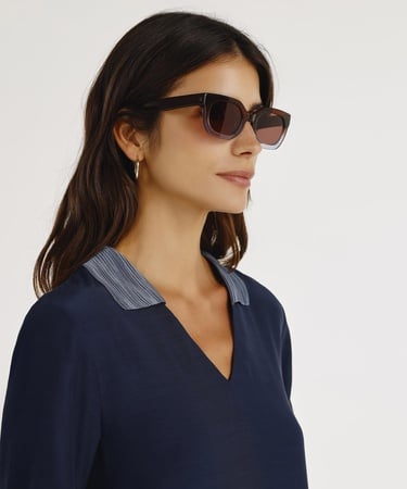  YARGICI Triko Yakalı Kısa Kollu Bluz